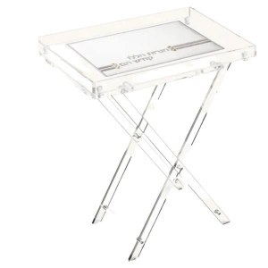 Picture of Lucite Foldable Menorah Table with Faux Leather Insert 20"
